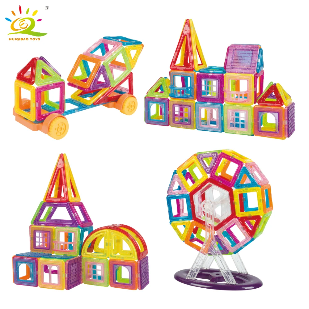 

128pcs Magnetic Blocks Designer Mini Magnetic Designer Construction 3D Model Plastic Magnetic Blocks Assembly Toys For Children