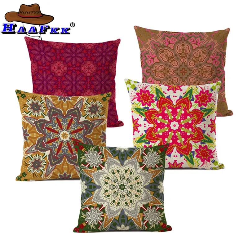 

Color European Print Cushion Cover Throw Pillowcase Car Sofa Seat Pillow Cover Outdoor Chair Waist Cushions Case