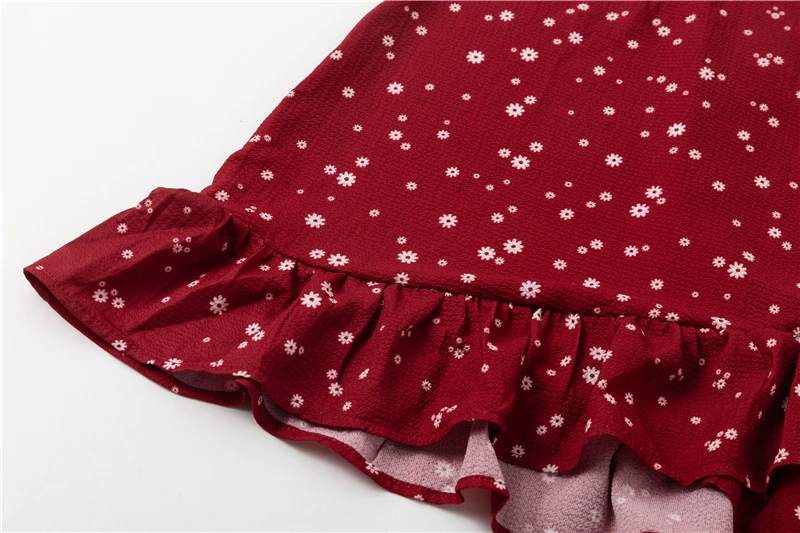 BONGOR LUSS Long Flare Sleeves Sexy Deep V Neck Ruffle Women Party Dresses Mini Dress Autumn Floral Print Chiffon Dress  (21)