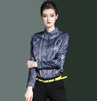 

High quality! Women's Original brand spring casual print shirt female long sleeve OL shirt chic blouse tops TB744