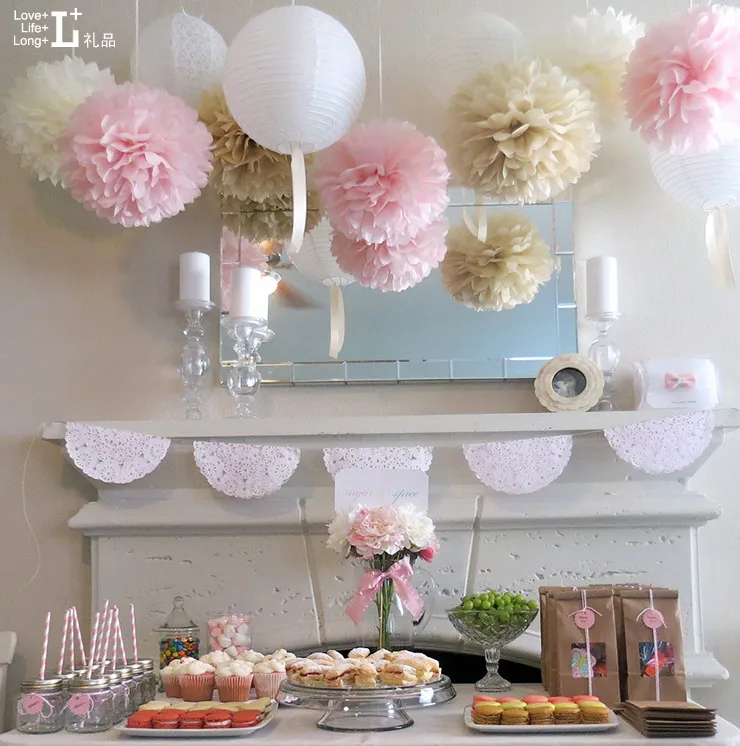 5pieces / lot 6inch(15cm) Wedding Decor Tissue Paper Pom Poms Paper Flower Ball PomPom Home Party Decoration Choose Your Colors