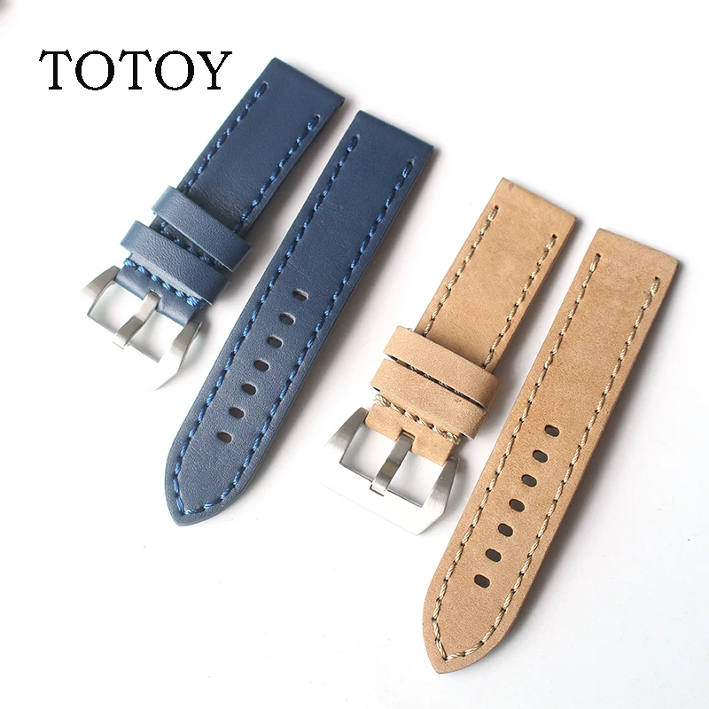 TOTOY мягкий кожаный ремешок черный желтый 22mm24mm26mm комплекс 4 цвет грубой подходит