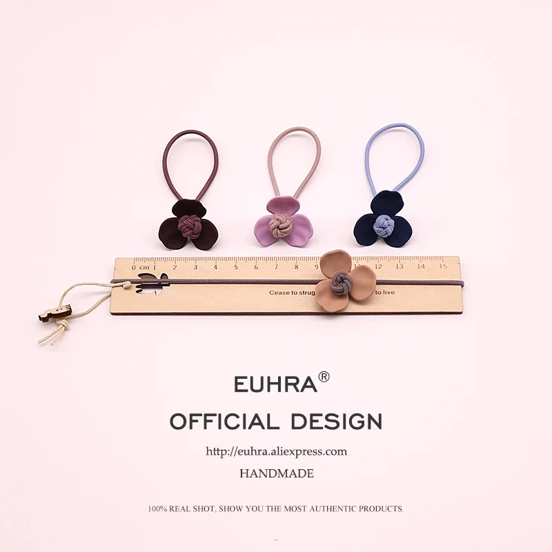 EUHRA, 6 цветов, эластичные резинки для волос с лепестками цветов, эластичная лента для волос для женщин и девочек, детские аксессуары для волос, резинка