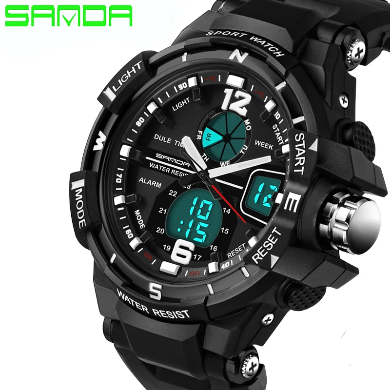 2017 SANDA Original Brand Men Military font b Watch b font LED Digital font b Watch