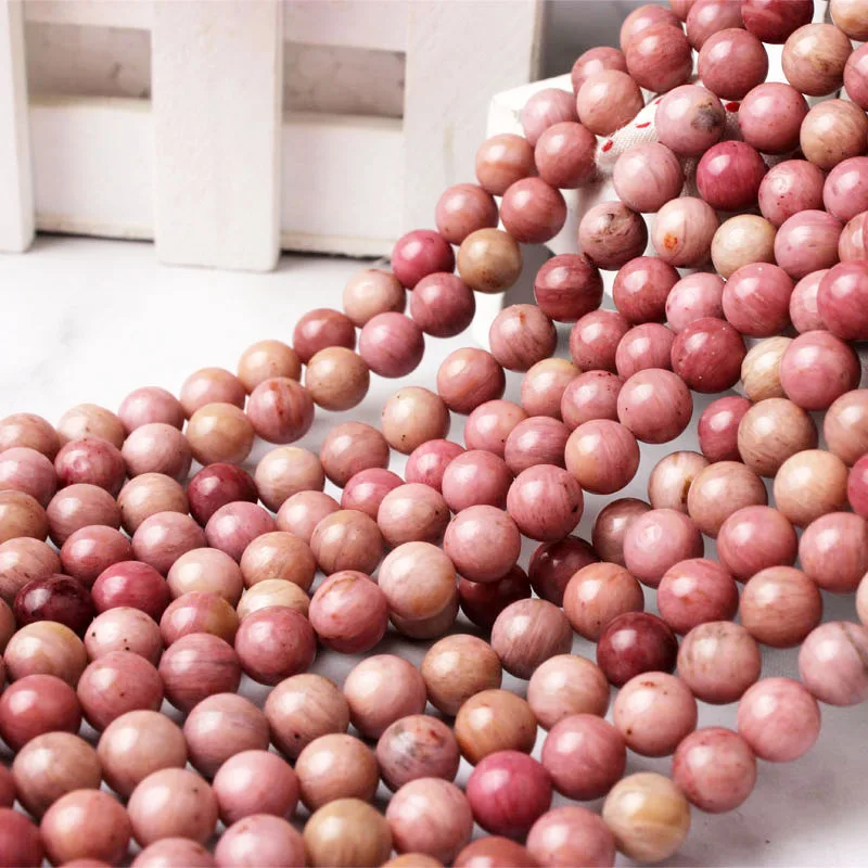

LIngXiang Natural jewelry 4/6/8/10/12/14mm Rhodochrosite loose beads DIY Men's and women's bracelets and necklaces accessories