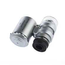 100 компл./лот 60X карманный мини Валюта обнаружения микроскоп Лупа ювелира Лупа с светодиодный светильник объектив для мобильного телефона