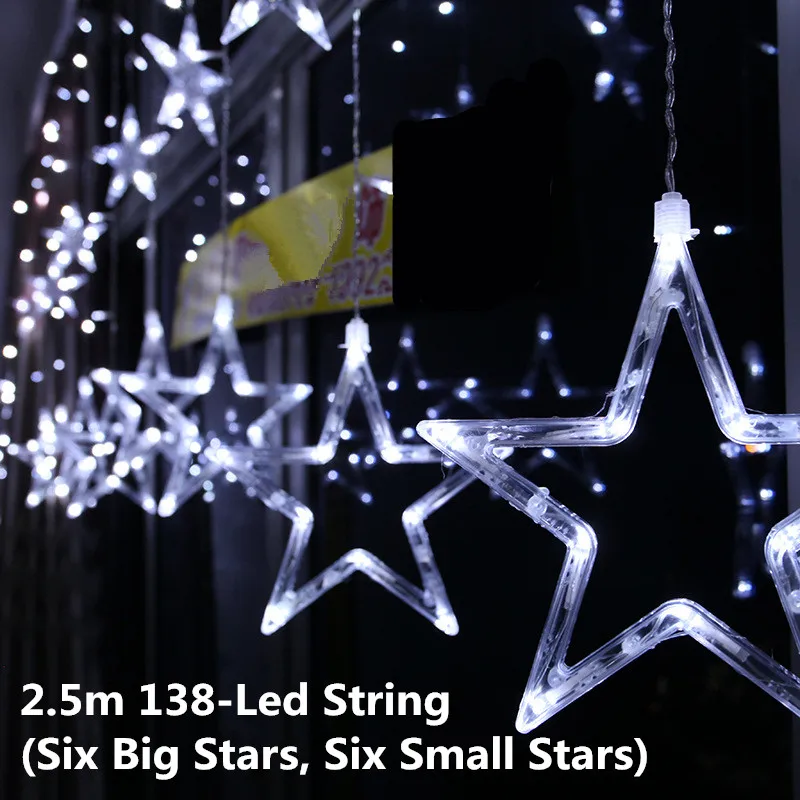 Рождественские украшения для дома Navidad год Звезда Луна Снежинка светодиодные занавески гирлянды натальные рождественские гирлянды. Q - Цвет: big star White