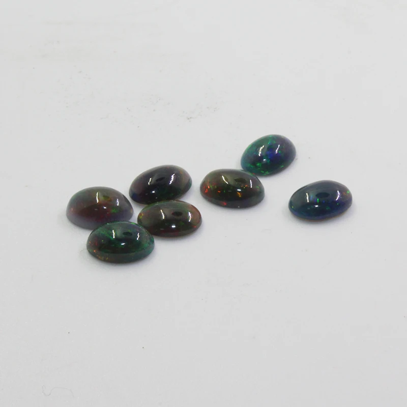 5mm*7mm natural treated black opal loose gemstone for jewelry making dyed black opal gemstone