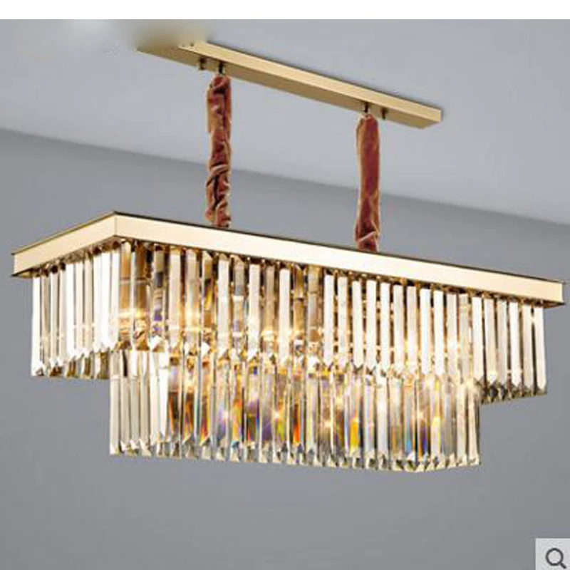 

Dining table lamp dining chandelier Crystal chandelier rectangular creative personality dining room lamp bar chandelier modern