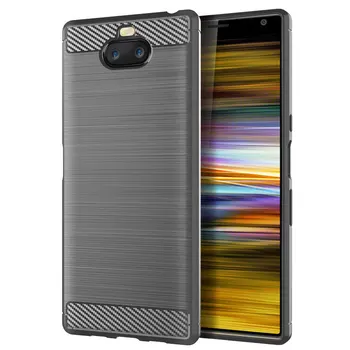 

50pcs/lot Ultra Slim Carbon Fiber Shockproof Armor Brushed TPU Case For Sony Xperia 10 Plus XA3 Ultra XZ1 Compact XA3 XZ1