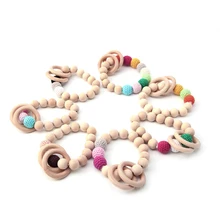 New 1PC Teething Natural Round Wood Bracelet Baby Newborn Mom Kids Wooden Teether Toy gai