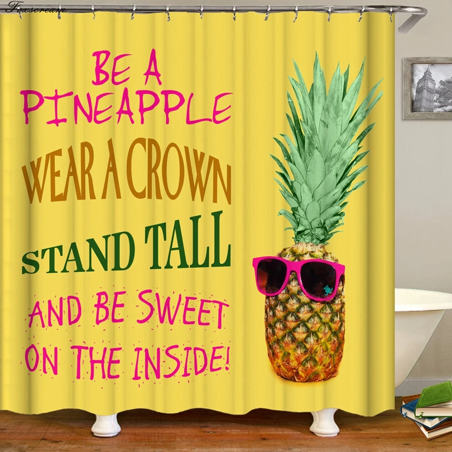 

Pineapple Funny shower curtain fabric 3d bathroom shower curtains bathroom curtain hooks waterproof water repellent bathroom