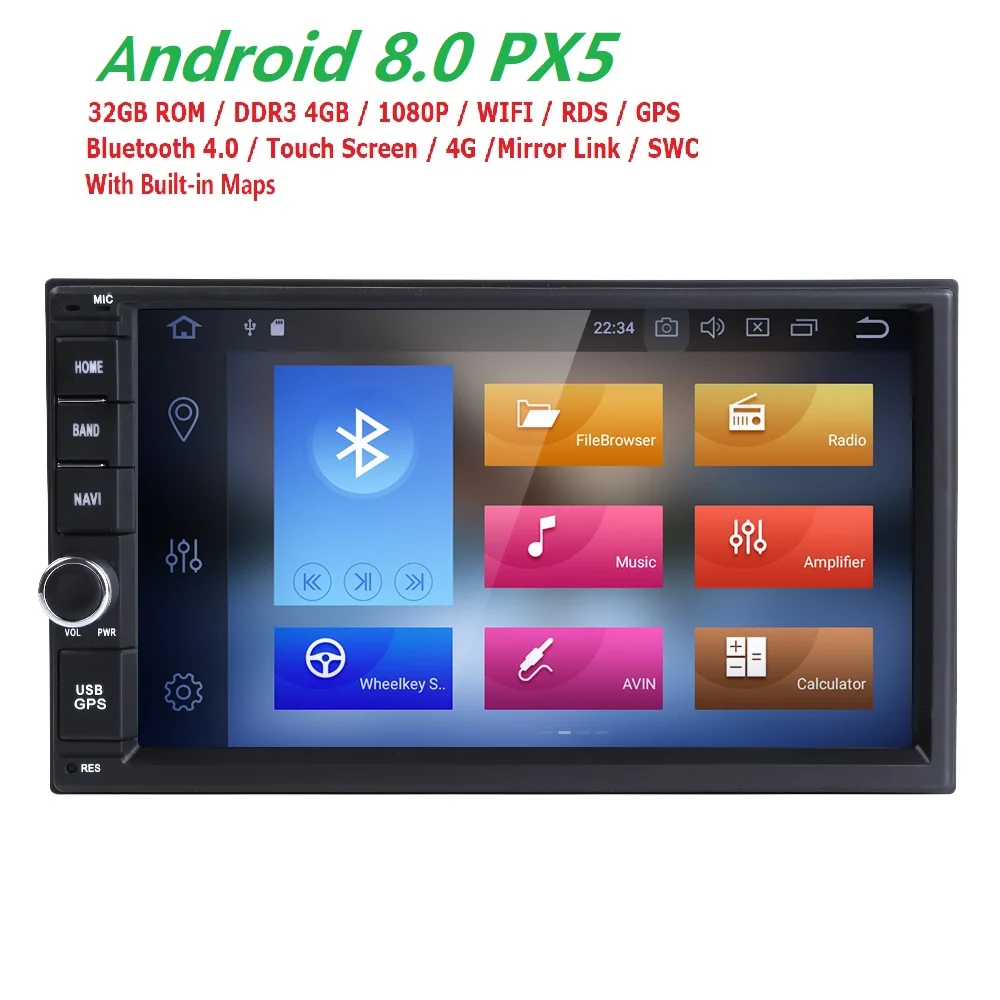 

7" 2Din PX5 Android 8.0 Octa Core Car Multimedia Play Tap PC Tablet For Nissan GPS Navigation Radio Stereo Video Player DAB+TPMS