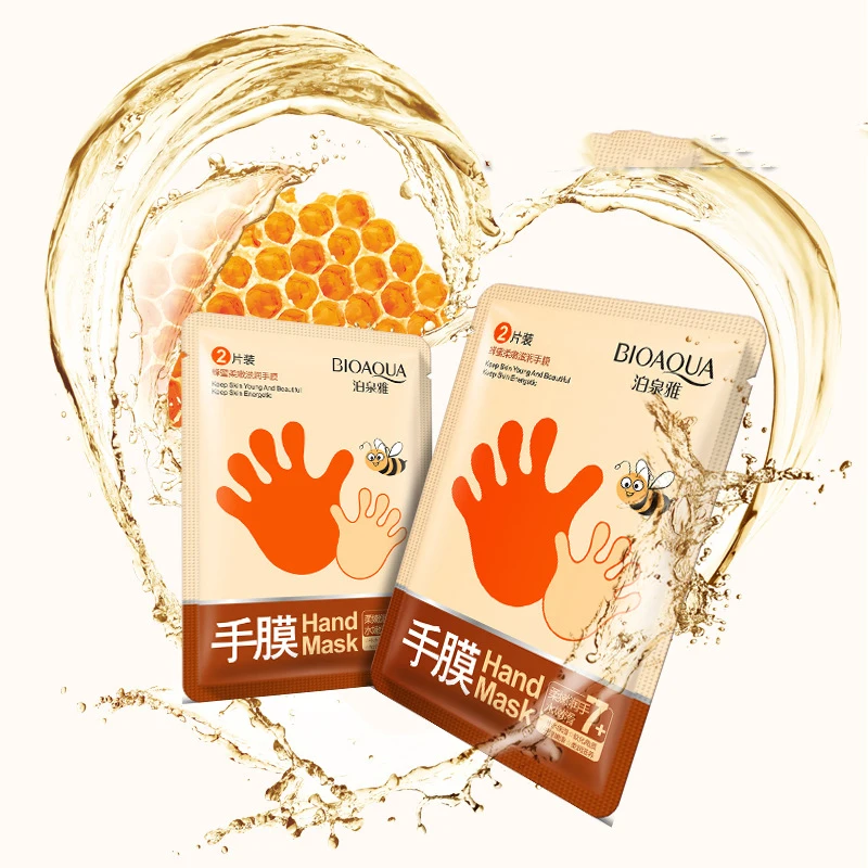 BIOAQUA 5Pair/set Honey Essence+Plant Extract Whitening Hand Mask Anti Wrinkle Smoothing Skin Moisturizing Gloves Hand Care 35g