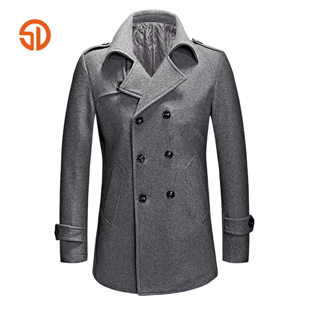 fashion pea coat men 2018 spring autumn double breasted casual long plus size peacoat