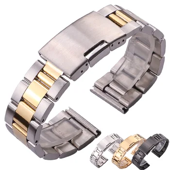 

18 20 22 24mm Watch Band Strap Solid Stainless Steel Bracelet Silver Gold Black Straight End Watchbands Watches Accessories