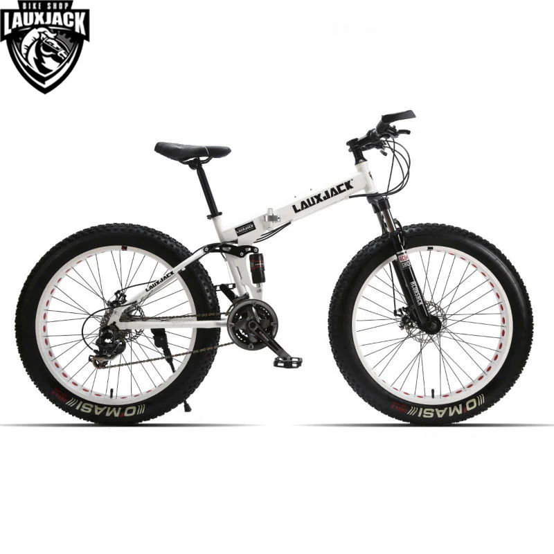 LAUXJACK Горный двухподвесный велосипед стальная складная рама 24 скорости Shimano