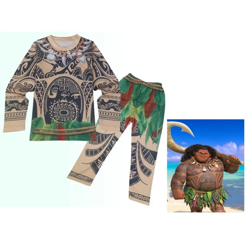 

2019 New (2 pieces) New Moana KidsTop Shirt pant cosplay costume Summer Cartoon set for 3-10Y kids