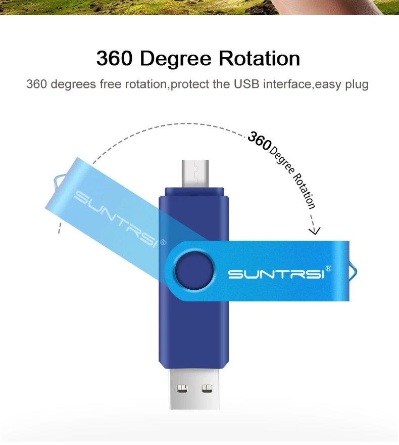 Suntrsi OTG USB флеш-накопитель 32 Гб 16 Гб Флешка для смартфона/планшета/ПК USB2.0 Поворотная USB флешка 64 ГБ 8 ГБ реальная емкость