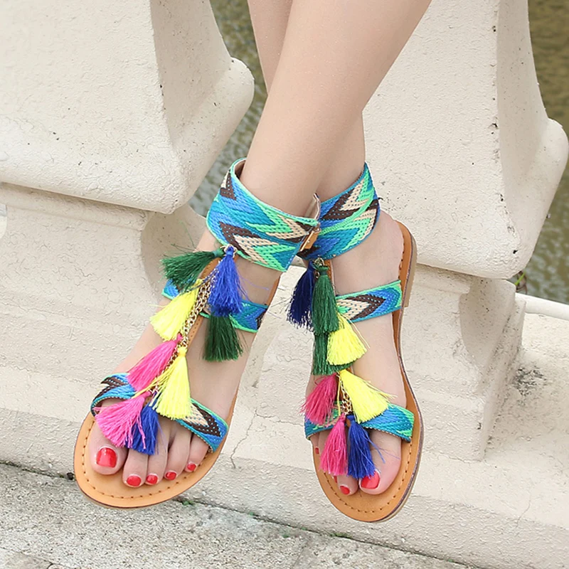 tassel gladiator sandals