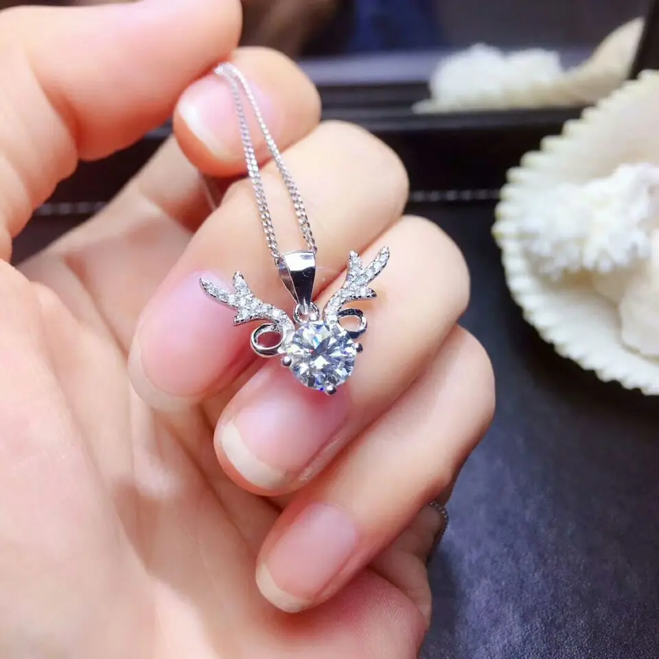 [MeiBaPJ] Высокое качество Moissanite драгоценный камень Мода кулон ожерелье для женщин Настоящее серебро 925-й пробы ювелирные изделия