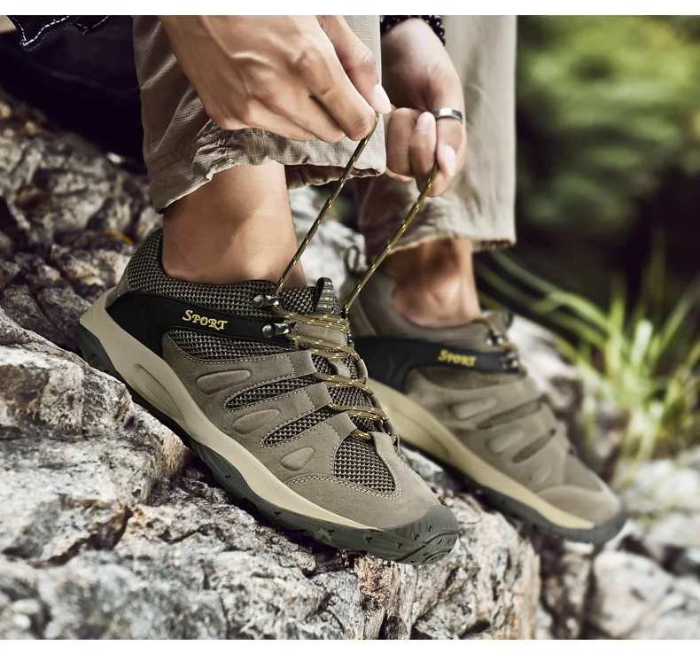 Мужская водонепроницаемая походная обувь для путешествий Весенняя уличная Нескользящая одежда кроссовки мужские на шнуровке треккинговые альпинистские спортивные туфли мужские