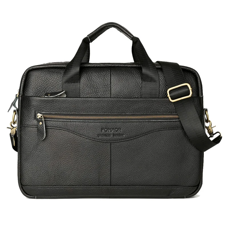 

2019 Fashion Soft Cow Leather Briefcase Business Men's Messenger bag Handbag Large Capacity Leather Laptop Tote Shoulder bags