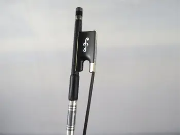 

1pc plaid Carbon fiber black bow hair violin bow 4/4,ebony frog Music note