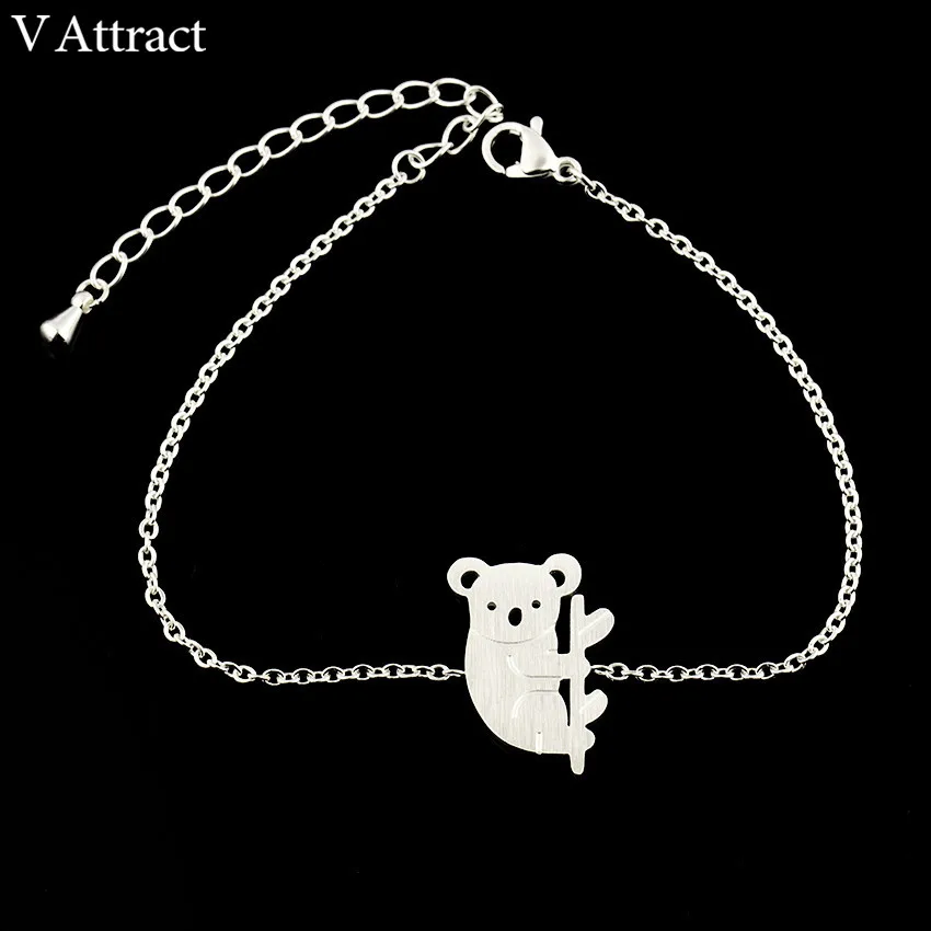V привлечь Австралийский животных Jewelry милый коала браслет для, женская обувь Нержавеющая сталь цепи Pulsera сувенир