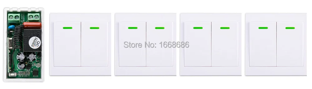 

New AC220V 1CH Wireless Remote Control Switch System Receiver +4* Wall Panel Remote Transmitter Sticky Remote Smart Home Switch