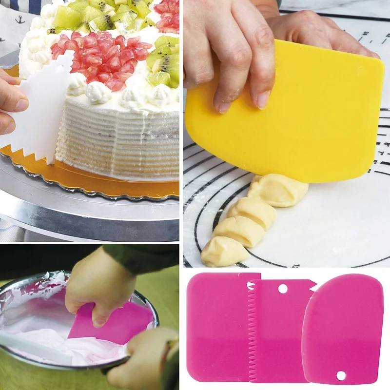 Кухонный десертный гаджет 3 шт./компл. нож для выпечки нож для нарезки торта Скребок для теста торта лезвие силиконовая лопаточка инструмент для украшения