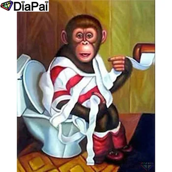 

DIAPAI 5D DIY Diamond Painting 100% Full Square/Round Drill "Toilet monkey" Diamond Embroidery Cross Stitch 3D Decor A23594