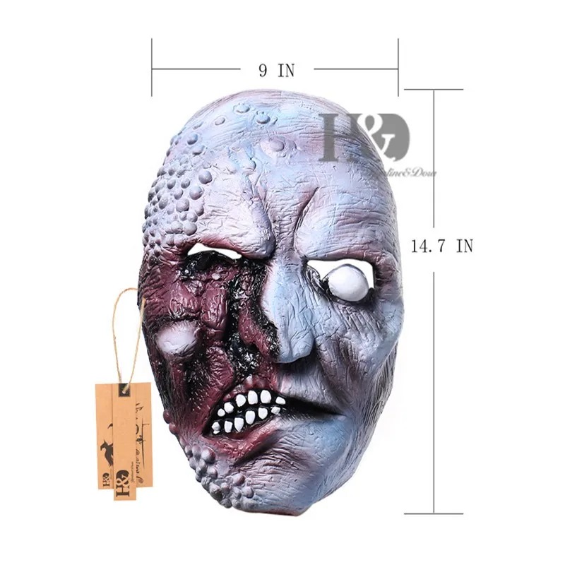 Latex Scary Terrible Burns Deformed Full Mask  Mask Orange Ghost Adult Party Mask Halloween Props Masquerade Fancy Dress Costume (3)