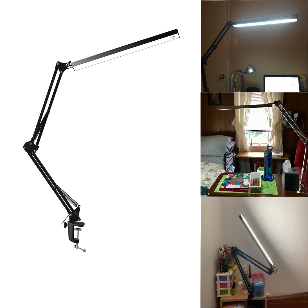 

Flexible Swing Arm Clamp Mount Lamp Office Studio Home LED Table Black Desk Light, 7.8W