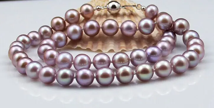 

Charming 188-9mm genuine pink natural pearl necklace