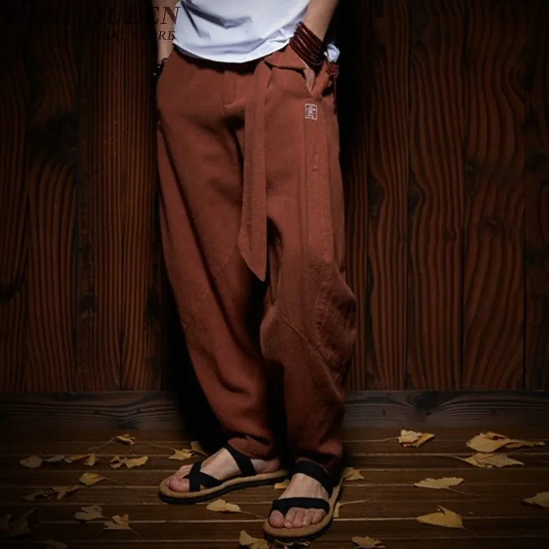 Традиционная китайская одежда для мужчин ушу Одежда Кунг-фу Штаны льняные Мужские штаны в китайском стиле Вин Чун одежда AA956