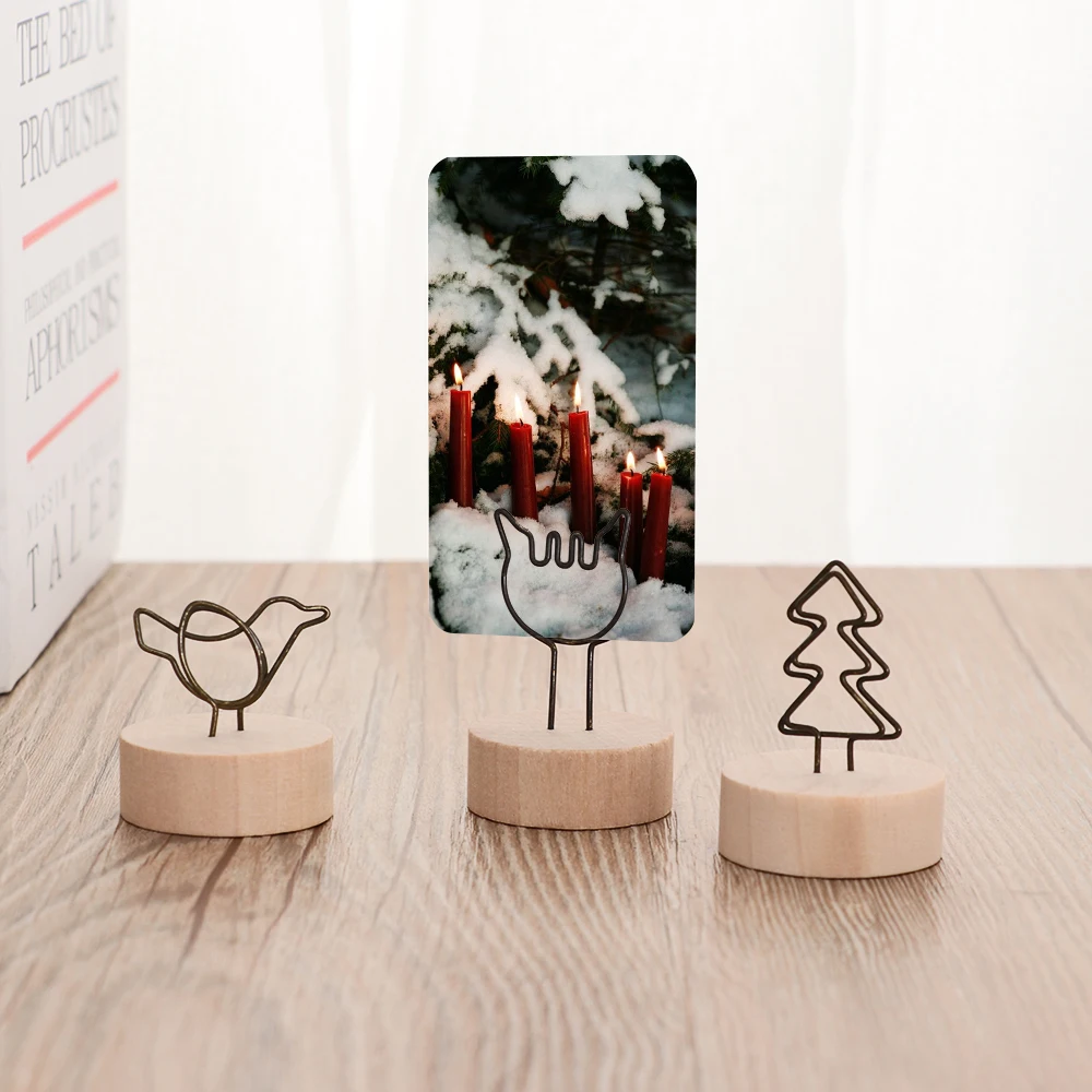 

1 PC Round Wooden Photo Clip Memo Name Card Pendant Holder Note Articles Picture Frame Table Number Wedding Photo Holder
