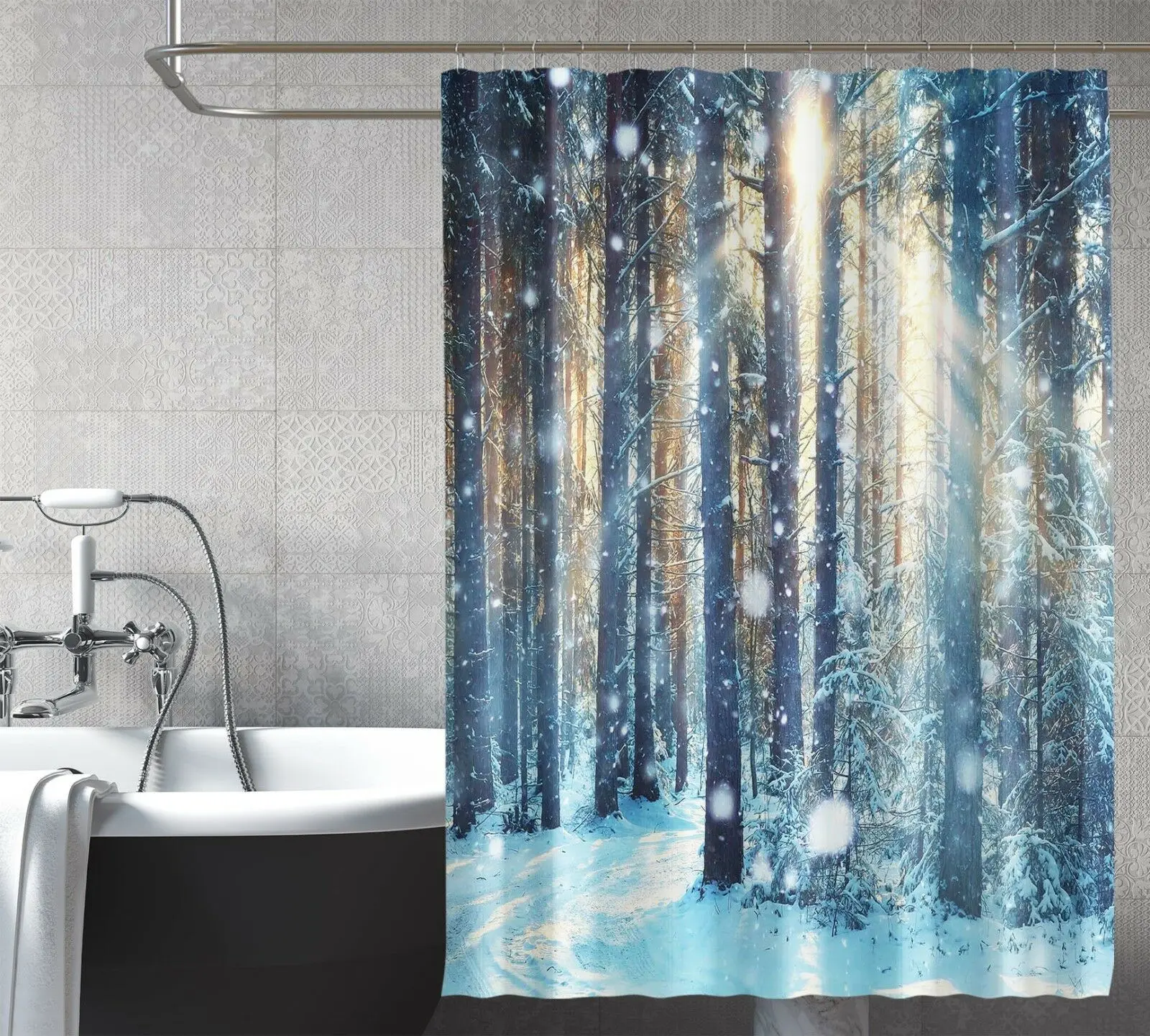 3D снег лес душ занавеска водонепроницаемое волокно Ванная комната для домашних окон Туалет