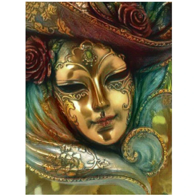 

5D Diy diamond mosaic painting smile lady mask diamond picture of rhinestone Full Square round stone Wedding DecorationZP-1834