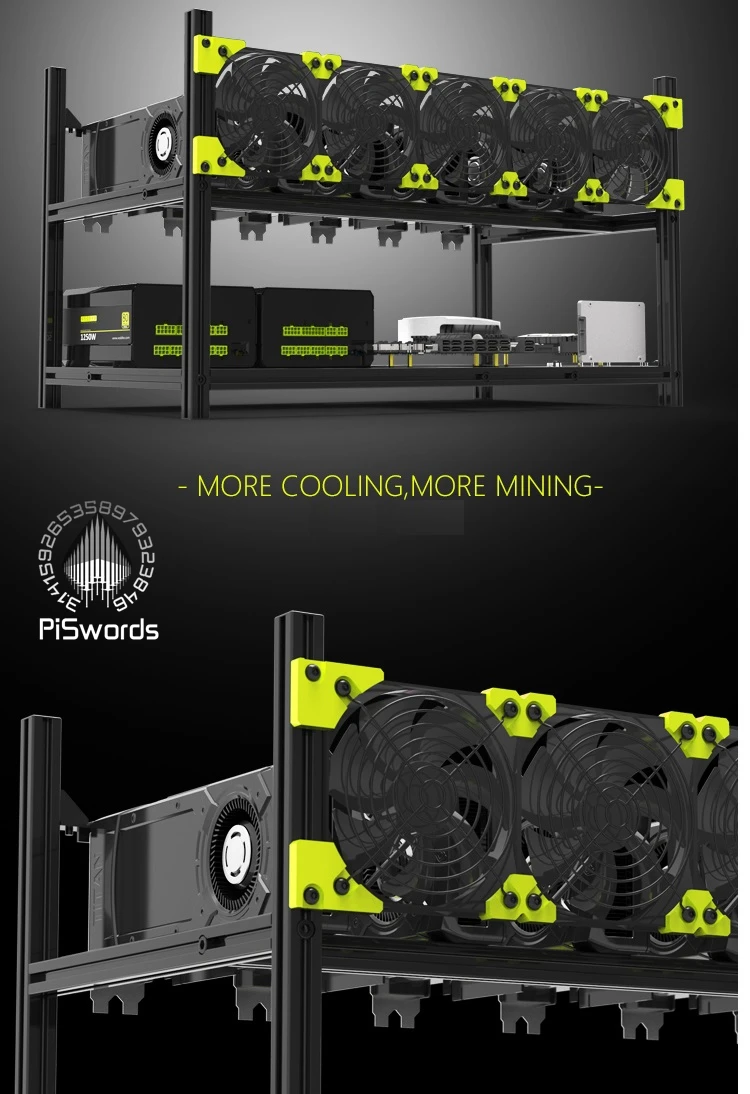 VEDDHA 6 GPU установка для майнинга алюминиевый Штабелируемый чехол на открытом