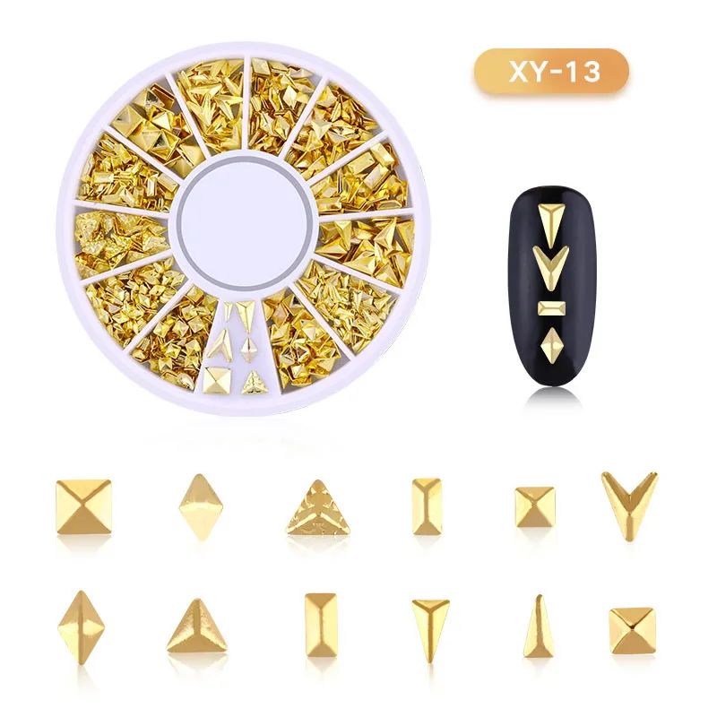 

Nail Art Decoration Metal Mixed Shapes Geometry Hollow Golden 3D Tips DIY Nail Art Tools WH998