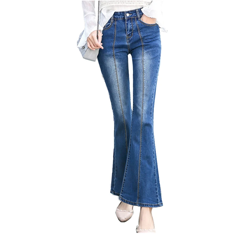 Plus Size High Waist Flare Jeans For Women Stretch Slim Bell Bottom Jeans Woman Flare Denim Pants Retro Jeans Mom Casual Work