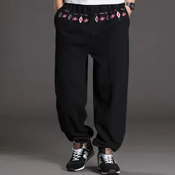 2018 брендовая повседневная одежда Стиль хип хоп накладные цепи штаны-шаровары мужские большие размеры мешковатые, леггинсы пот Штаны