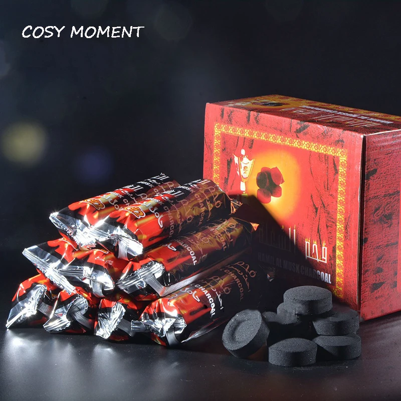 COSY MOMENT 100pcs Round Shisha Hookah charcoal 40 50minutes Hookahs