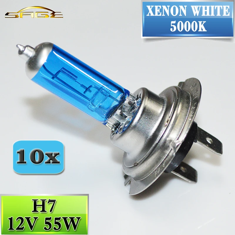 H7 Halogen Bulb 12V 55W 5000K Super White 10 PCS Quartz Glass Xenon