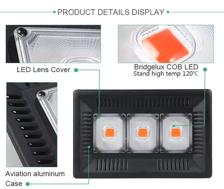 100W 200W 300W Светодиодный прожектор светильник полный спектр аквариум лампа для выращивания растений с питанием от источника Водонепроницаемый Крытый посадки лампы для теплиц гидропонная, с большми спектром светильник 220V 110V