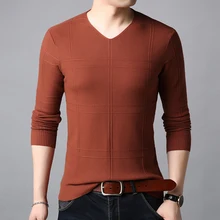 Новинка, модный брендовый свитер для мужчин, s пуловер с v-образным вырезом, Облегающие джемперы, вязаные Джемперы, Осенние, корейский стиль, повседневная мужская одежда