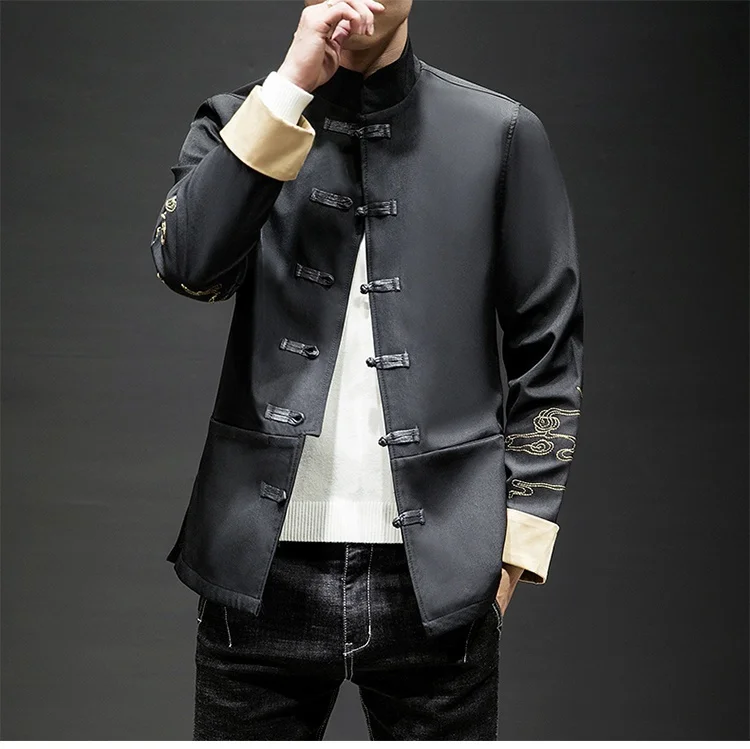 KUANGNAN китайская куртка-бомбер с вышивкой Kirin, мужская куртка в стиле хип-хоп, мужские куртки и пальто, черная уличная Мужская куртка, пальто, весна