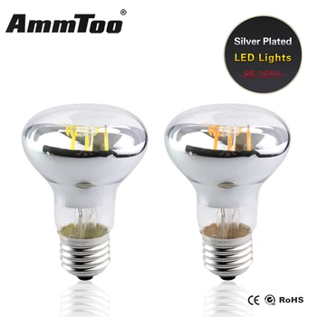 

LED Filament Bulb Lampada LED Silver Plated Housing Bombillas LED Lamp Edison Bulb E27 R63 Led Candel Light 4W 6W Energy Saving