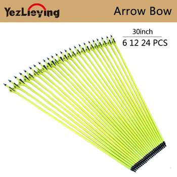 

6/12 /24PCS 30 inches Archery Carbon Arrow spine 500 OD 7.8mm yellow black feather for Compound bow hunting